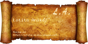 Lotits Anikó névjegykártya